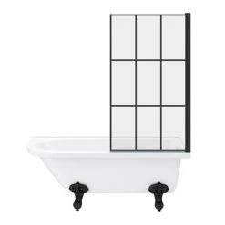Appleby 1700 Roll Top Shower Bath with Matt Black Grid Screen & Leg Set | Victorian Plumbing -Deals Freestanding Baths Store MBAP17BS n d5a 460