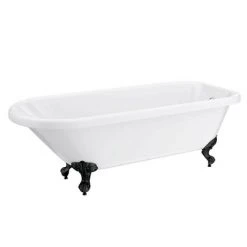 Bromley 1780 Single Ended Roll Top Bath with Matt Black Leg Set | Victorian Plumbing -Deals Freestanding Baths Store MBBROM1780B detail1 460