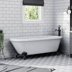 Bromley 1780 Single Ended Roll Top Bath with Matt Black Leg Set | Victorian Plumbing