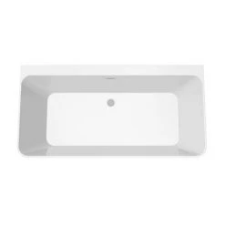 Arezzo Mileto Square Back to Wall Modern Freestanding Bath - 1500 x 760mm -Deals Freestanding Baths Store MBTW15W detail02 460