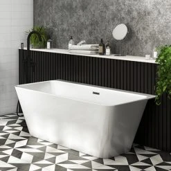 Arezzo Mileto Square Back to Wall Modern Freestanding Bath - 1500 x 760mm