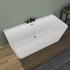 Mileto Square Back to Wall Modern Bath 1700 x 800mm - Sleek Freestanding Design | Victorian Plumbing -Deals Freestanding Baths Store MBTW17W d4 460