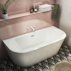 Monza 1700 x 800 Double Ended Free Standing Back To Wall Bath - Modern Freestanding Bath