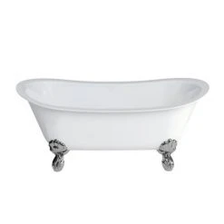 Clearwater Battello 1690 x 800mm ClearStone Gloss White Bath with Classic Chrome Feet | Natural Stone Bath -Deals Freestanding Baths Store N10 L3C n detail2 460