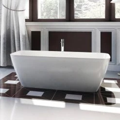 Clearwater Vicenza Natural Stone Hand Polished White Bath - 1800 x 800mm - N7DCS | Luxury Stone Bathtub
