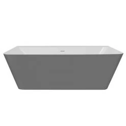 Orion Matt Grey Back To Wall Modern Square Bath - 1700 x 740mm | Victorian Plumbing -Deals Freestanding Baths Store ORI17GRY NW D2 460