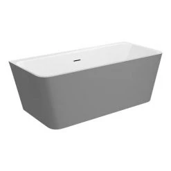 Orion Matt Grey Back To Wall Modern Square Bath - 1700 x 740mm | Victorian Plumbing -Deals Freestanding Baths Store ORI17GRY NW D5 460