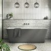 Orion Matt Grey Back To Wall Modern Square Bath - 1700 x 740mm | Victorian Plumbing -Deals Freestanding Baths Store ORI17GRY N P