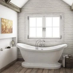 Oakland 1750 Double Ended Roll Top Slipper Bath with Skirt - Luxurious Freestanding Bath