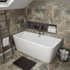 Orion Back To Wall Modern Square Bath 1700 x 735mm - Victorian Plumbing