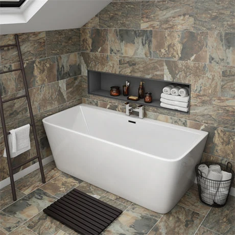 Orion Back To Wall Modern Square Bath 1700 x 735mm - Victorian Plumbing 3 Orion Back To Wall Modern Square Bath 1700 x 735mm - Victorian Plumbing