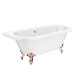 Admiral 1685 Back To Wall Roll Top Bath with Rose Gold Leg Set - Victorian Plumbing -Deals Freestanding Baths Store RGADMIRAL1685B d2 460