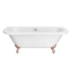 Admiral 1685 Back To Wall Roll Top Bath with Rose Gold Leg Set - Victorian Plumbing -Deals Freestanding Baths Store RGADMIRAL1685B d3 460