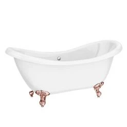 Earl 1750 Double Ended Roll Top Slipper Bath with Rose Gold Leg Set | Victorian Plumbing