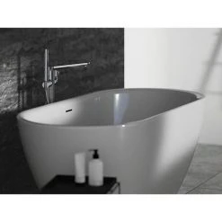 Ideal Standard Adapto 1550 x 750mm Oval Freestanding Double Ended Bath with Clicker Waste - T465901 | Modern Freestanding Baths -Deals Freestanding Baths Store T465901 D3 460