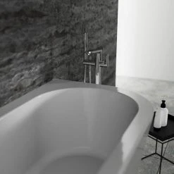 Ideal Standard Adapto 1800 x 800mm D-Shape Freestanding Bath with Clicker Waste - Modern Luxury Bath | T466001 -Deals Freestanding Baths Store T466001 D2 460