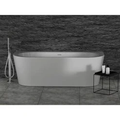 Ideal Standard Adapto 1800 x 800mm D-Shape Freestanding Bath with Clicker Waste - Modern Luxury Bath | T466001 -Deals Freestanding Baths Store T466001 D4 460