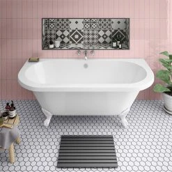 Admiral 1685 Back To Wall Roll Top Bath with White Leg Set - Double Ended Freestanding Bath | Victorian Plumbing