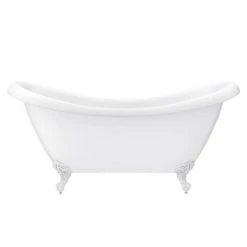 Earl 1750 Double Ended Roll Top Slipper Bath with White Leg Set - Victorian Plumbing -Deals Freestanding Baths Store WHTEARL1750B d4 460