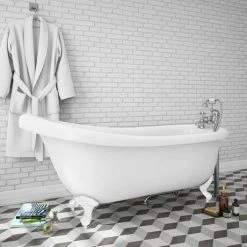 Oxford 1710 Roll Top Slipper Bath with White Leg Set | Victorian Plumbing -Deals Freestanding Baths Store WHTOX1710B nd3 460