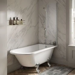 Old London Winterburn 1500 x 750 Single Ended Traditional Shower Bath with Chrome Leg Set - Premium Quality